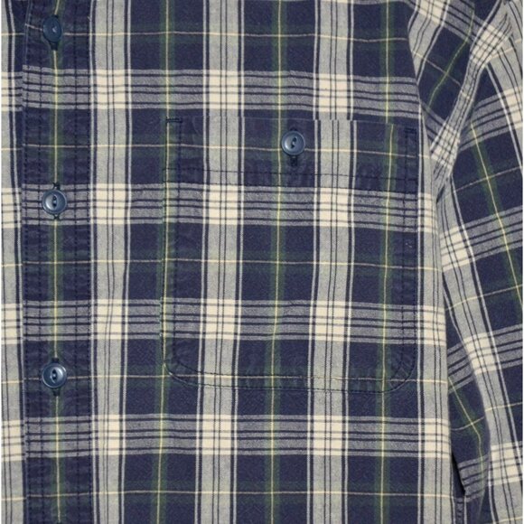 L.L. Bean Vintage Mens XXL Tall Blue Plaid Button Up Long Sleeve Shirt Cotton - Picture 3 of 7